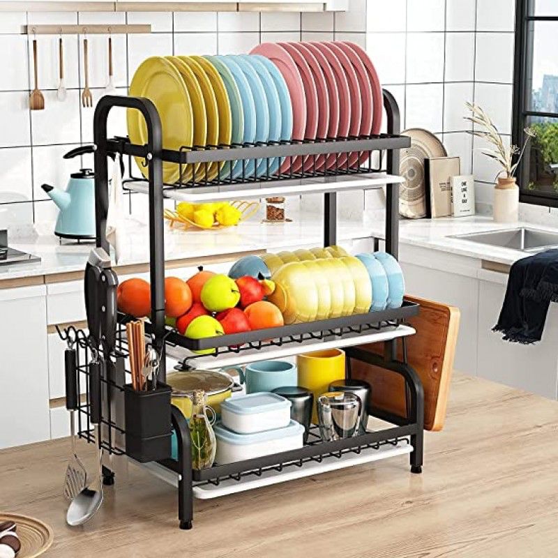 Stainless Steel 3-Tier Dish Rack – Durable Kitchen Organizer