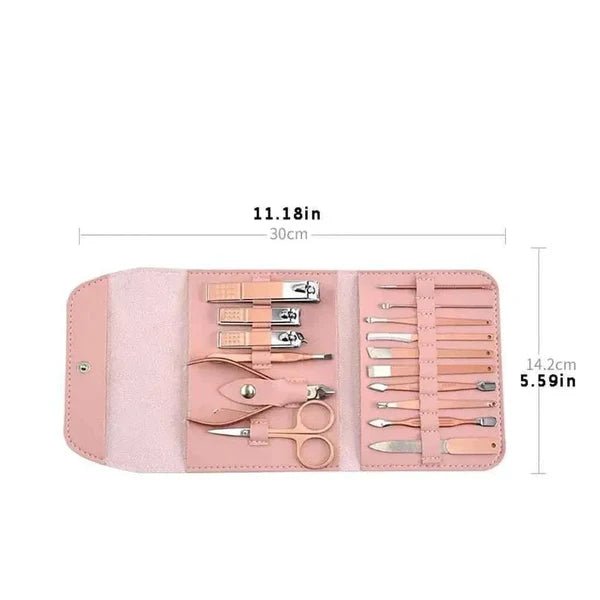 16-in-1 Stainless Steel Manicure & Pedicure Kit with Travel Case