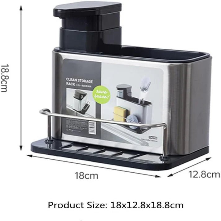 3‑in‑1 Kitchen Soap Dispenser – Built‑In Sponge & Brush Holder Sink Organizer