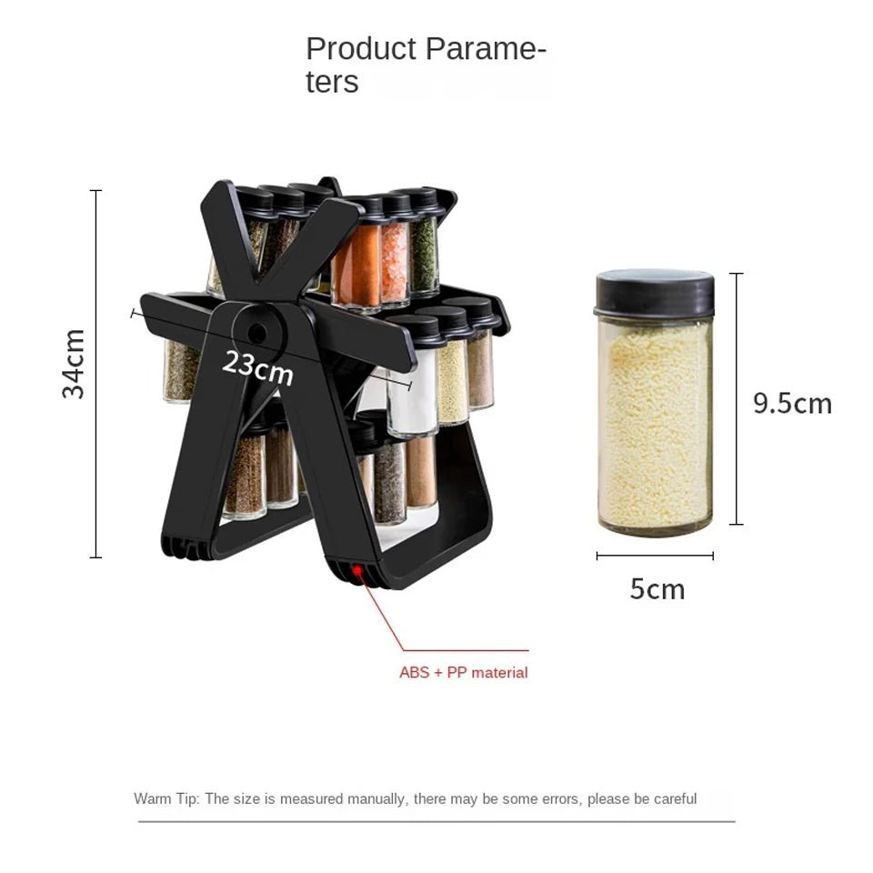 Rotating Ferris Wheel Glass Spice Rack Set Kitchen Storage Spice Jar Salt And Pepper Box Spice Jar Bottle Kitchen Tools