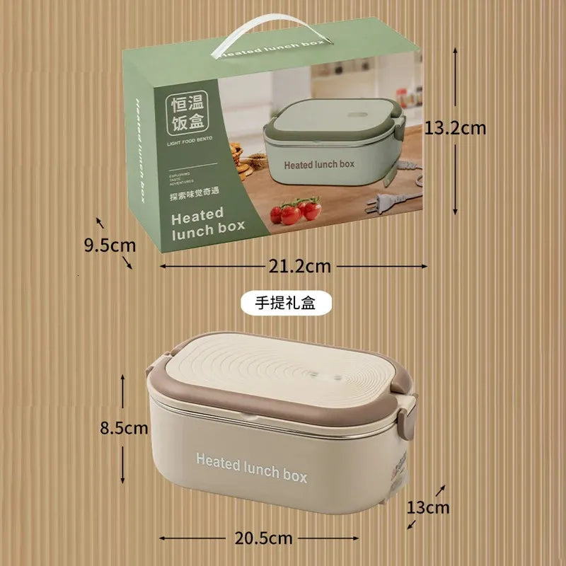 Electric Lunch Box Food Warmer – Stainless Steel Portable Heated Lunch Box for Office, School & Travel