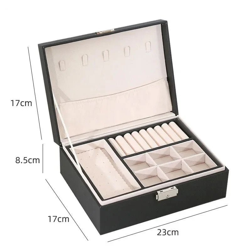 2-Layer Foldable Jewelry Organizer with Lock