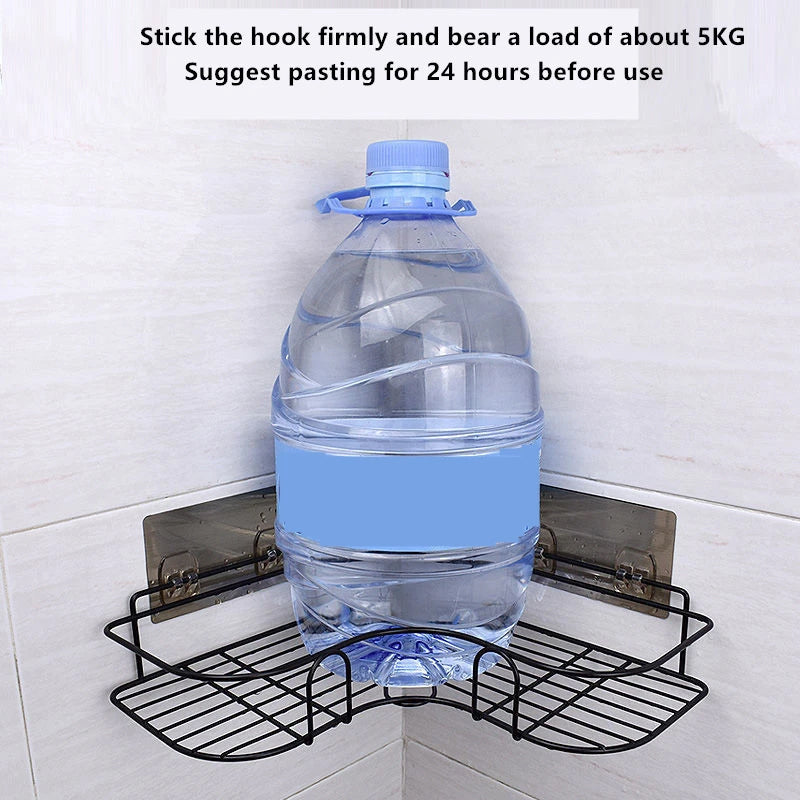 Self-Adhesive Wall Corner Rack | Punch-Free Metal Bathroom & Kitchen Shelf