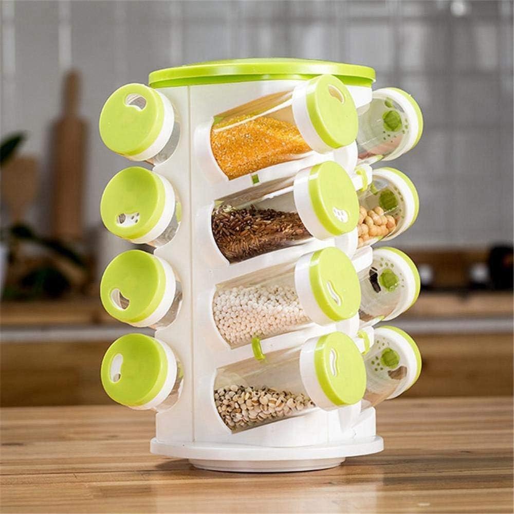 16 Pcs Rotating Spice Rack – Waterproof & Easy Storage Spice Organizer