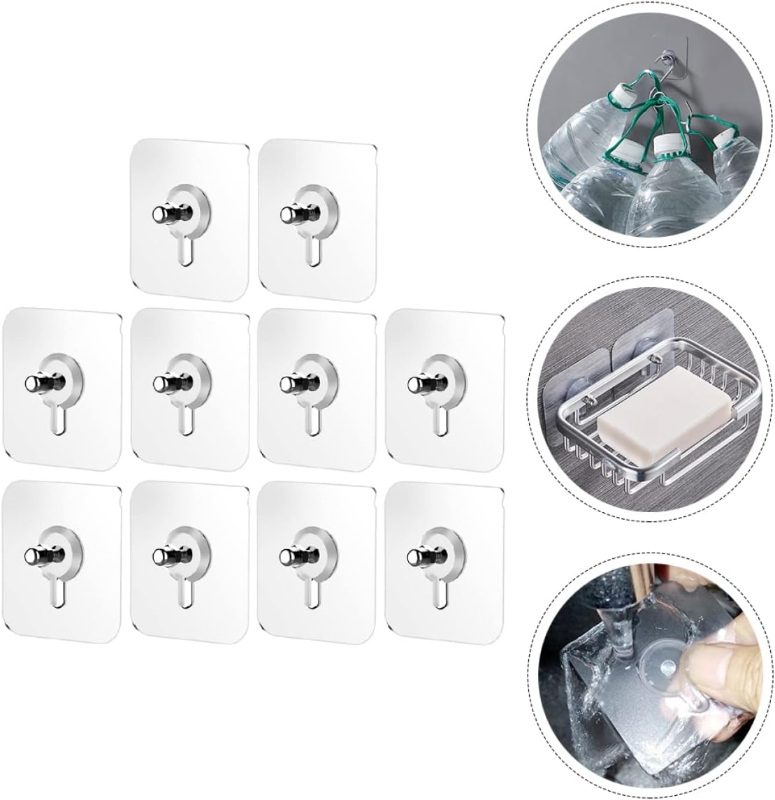 Drill-Free Wall Hanging Kit – 10 Strong Adhesive Hooks with Screw Design