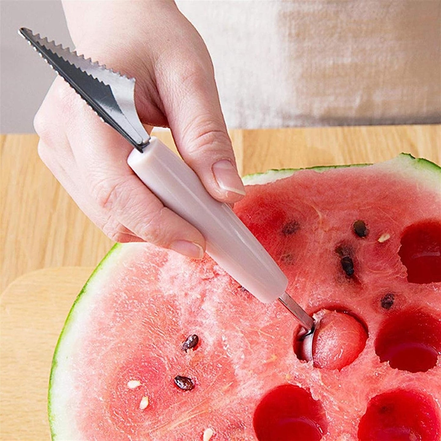 2-in-1 Fruit Carving Knife & Scoop – Stainless Steel Fruit Baller