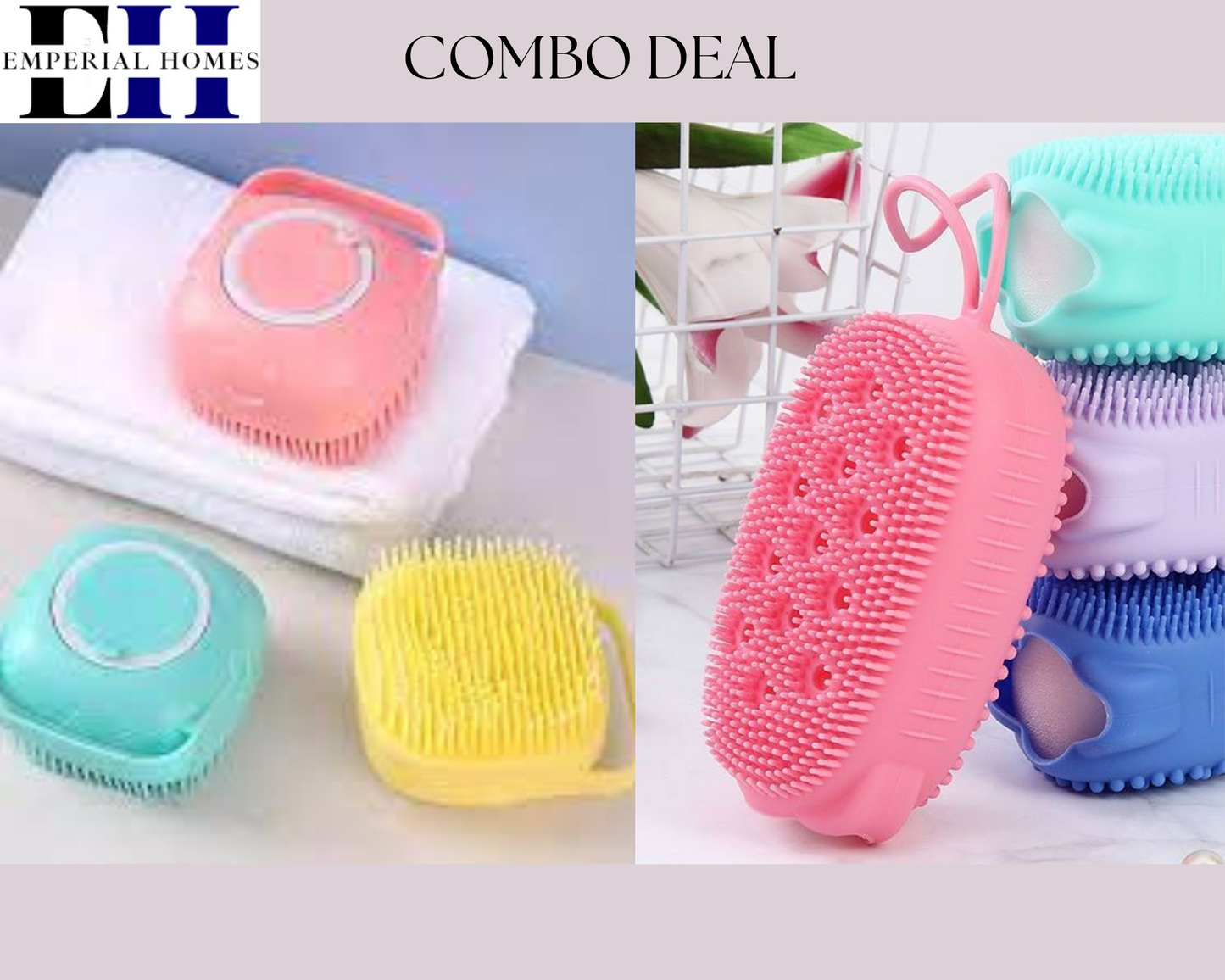 Silicone Bath Body Brush & Silicone Massage Bath Brush Combo Deal