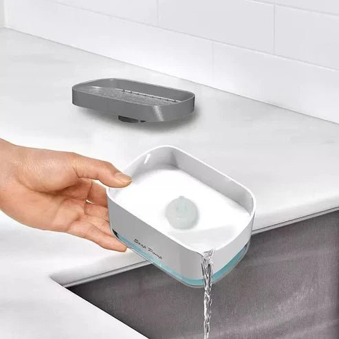 2-in-1 Dish Soap Sponge Dispenser – One-Touch Soap Pump for Kitchen Cleaning (380ml)