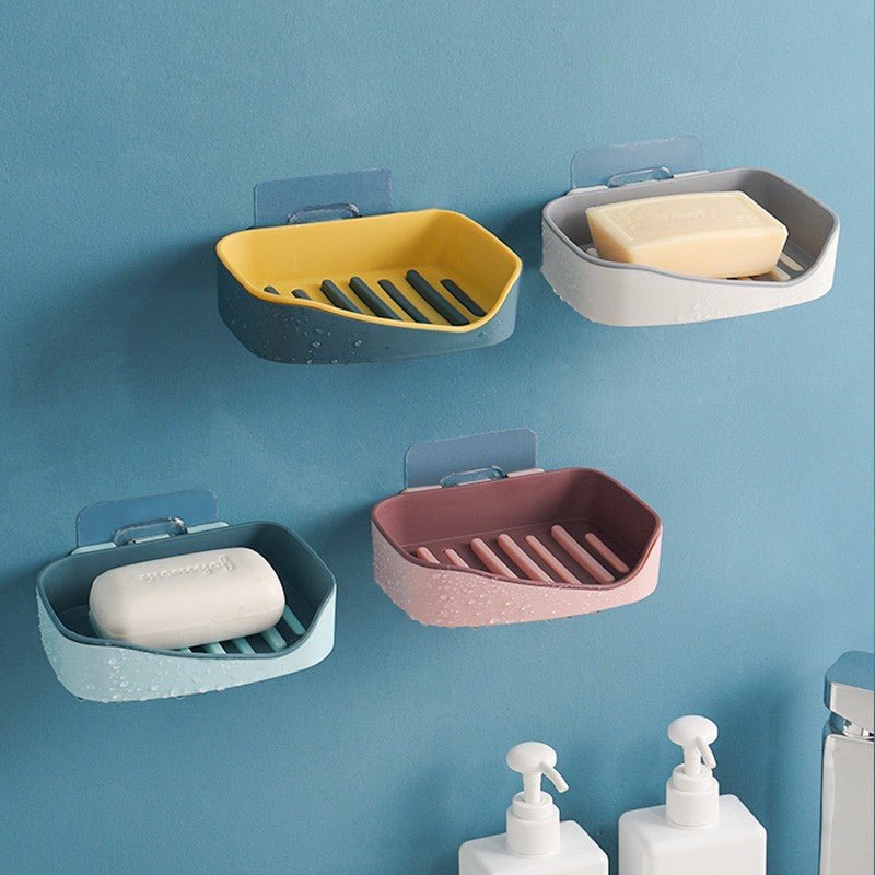 Wall Mounted Double Layer Soap Holder (Pack of 2) | Self-Adhesive Drain Soap Dish