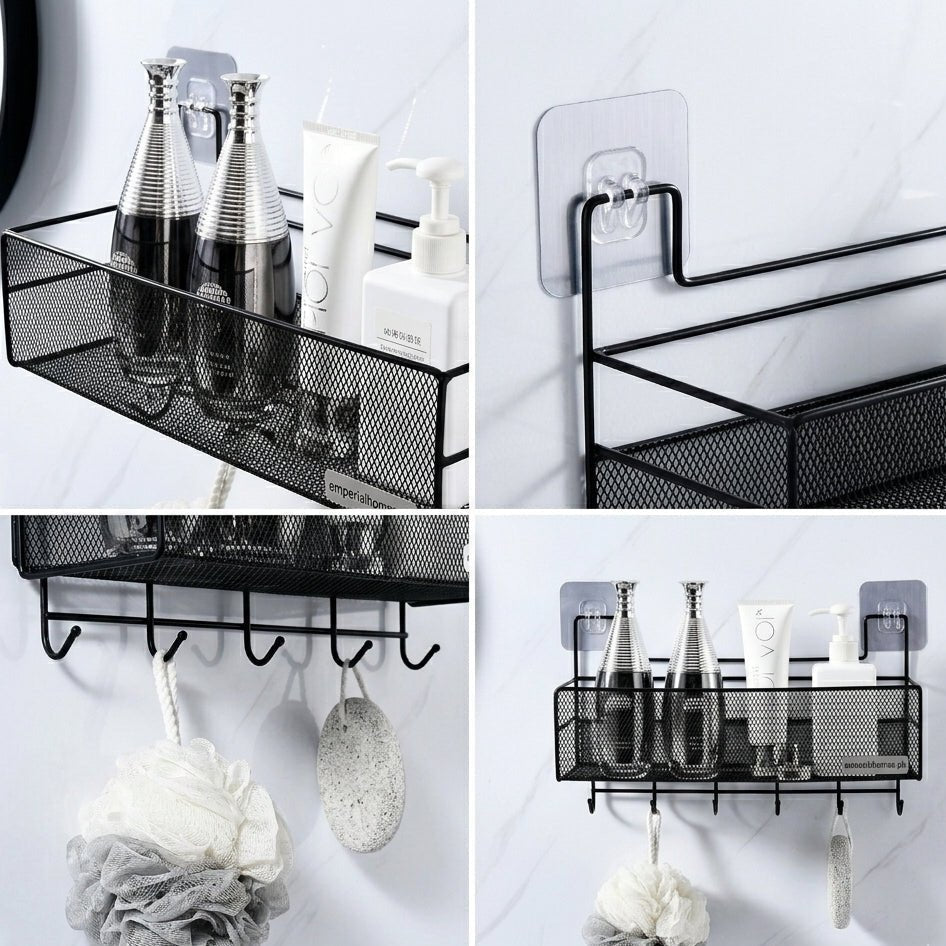 Self Adhesive Iron Rack – No Drill Wall-Mounted Storage Shelf
