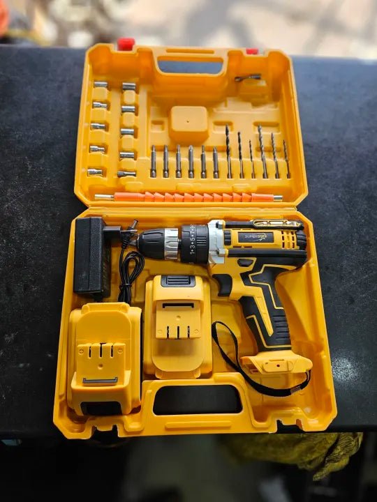 LILAITE 48V Cordless Drill Machine Kit – Dual Battery, Fast Charger & Full Drill Bit Set