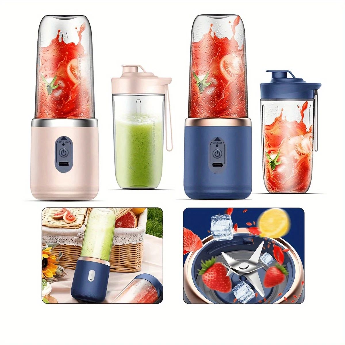 2-in-1 Portable USB Rechargeable Juicer & Blender – Mini Personal Electric Blender