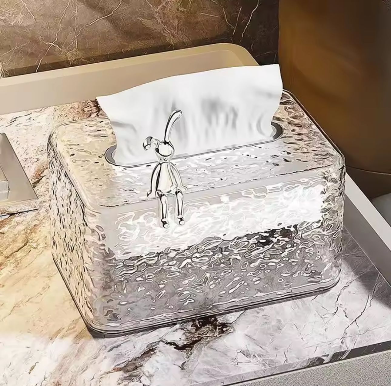 Luxury Rabbit Hammered Tissue Box Cover