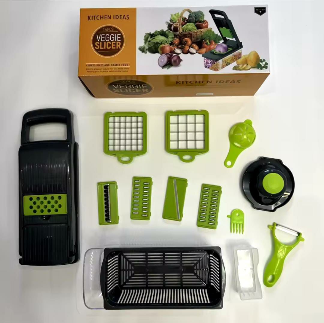 16-in-1 Multifunctional Vegetable Cutter – Chopper, Slicer & Grater