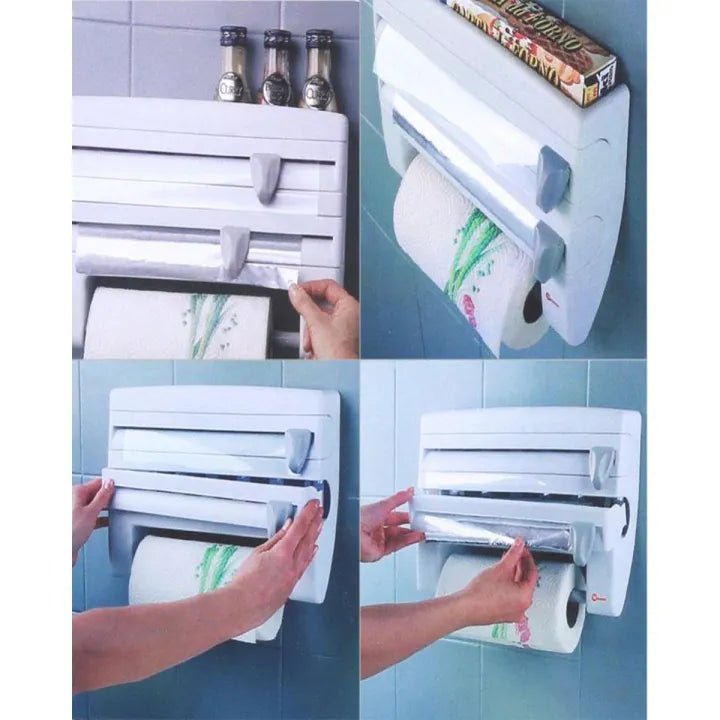 4‑in‑1 Kitchen Wall Organizer – Foil Wrap, Cling Film & Tissue Holder