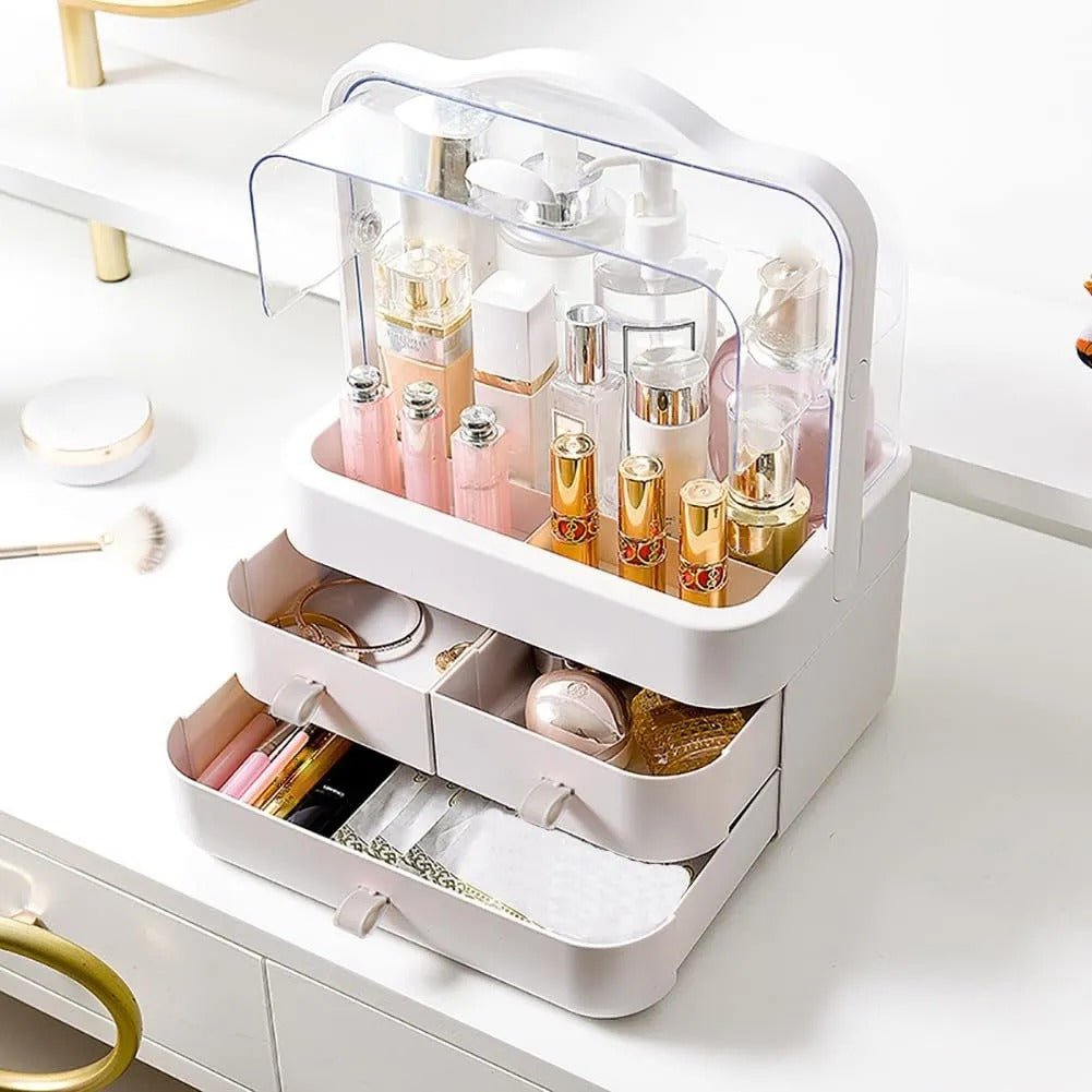 Modern Cosmetic Organizer – Makeup Storage Holder with Drawer & Handle