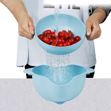 360° Rotation Double Drain Basket – Detachable Colander & Mixing Bowl