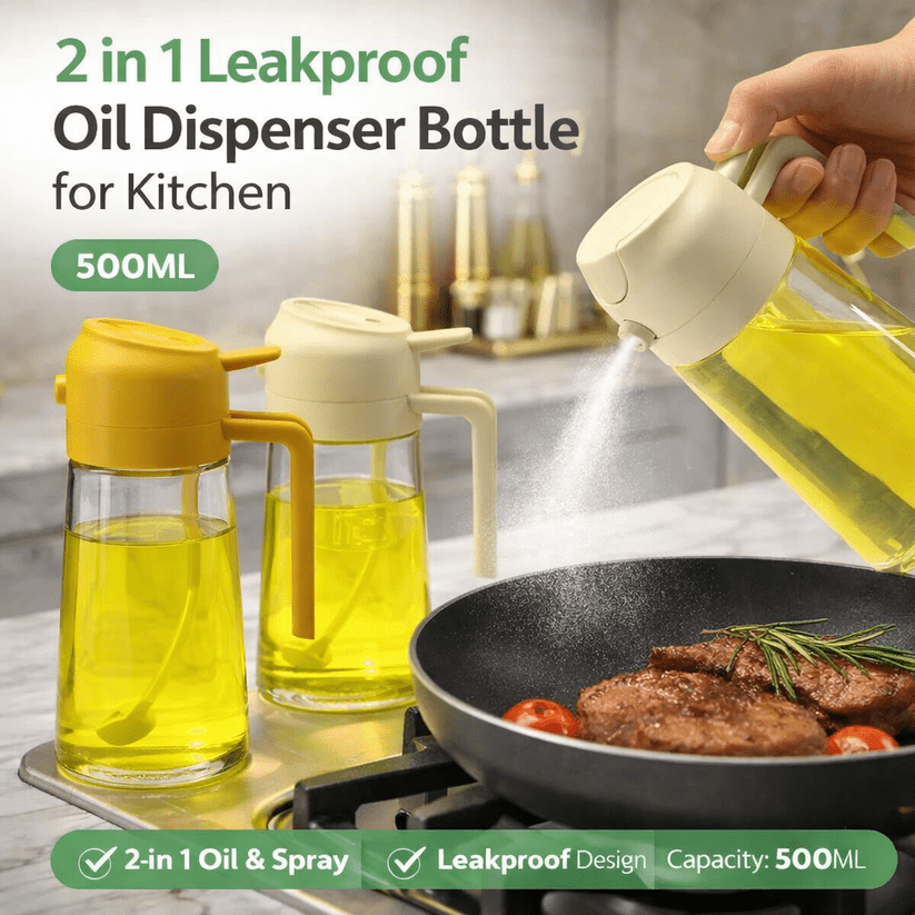 2-in-1 Glass Oil Sprayer & Dispenser Bottle