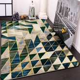 Green Gold Black Geometric Lines Pacific Rug – Modern Accent Carpet (100 x 150 CM)