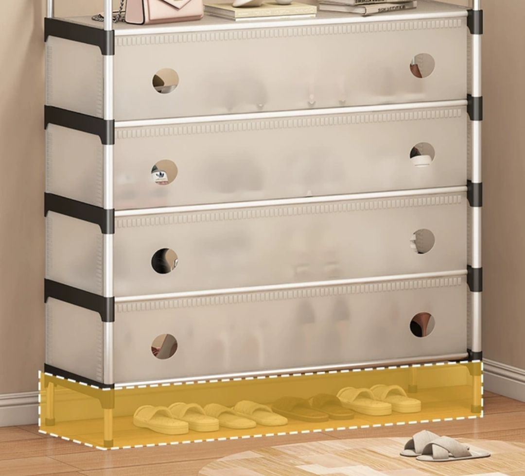 Multifunctional Shoe Storage Coat Rack - Floor-Standing Entryway Hanger and Simple Shoe Cabinet Organizer - 5 Layers