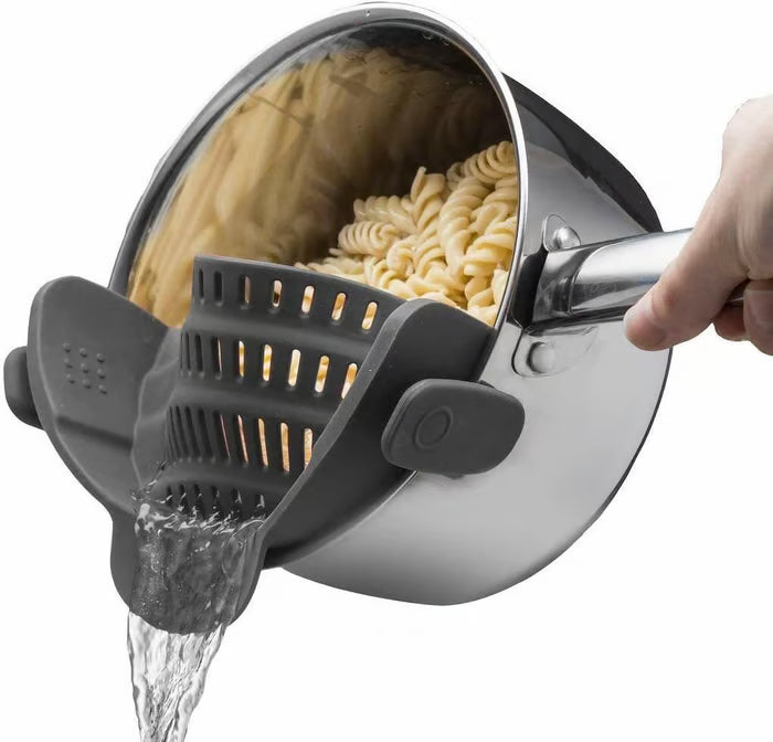 Silicone Clip‑On Strainer – Universal Silicone Pasta & Vegetable Strainers for Pots and Bowls