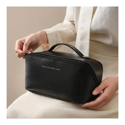 Luxury Leather Waterproof Makeup Storage Bag – Travel Cosmetic & Toiletries Organizer