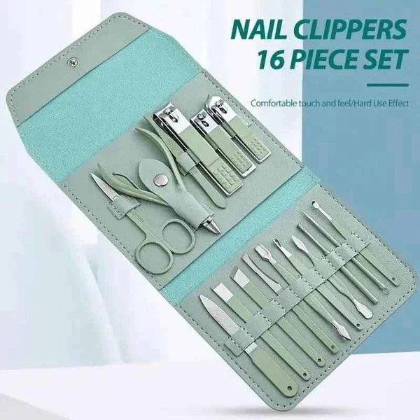 16-in-1 Stainless Steel Manicure & Pedicure Kit with Travel Case