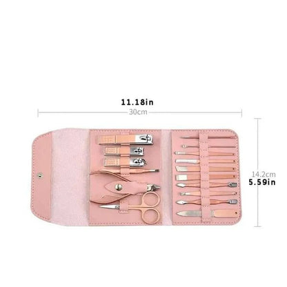16-in-1 Stainless Steel Manicure & Pedicure Kit with Travel Case