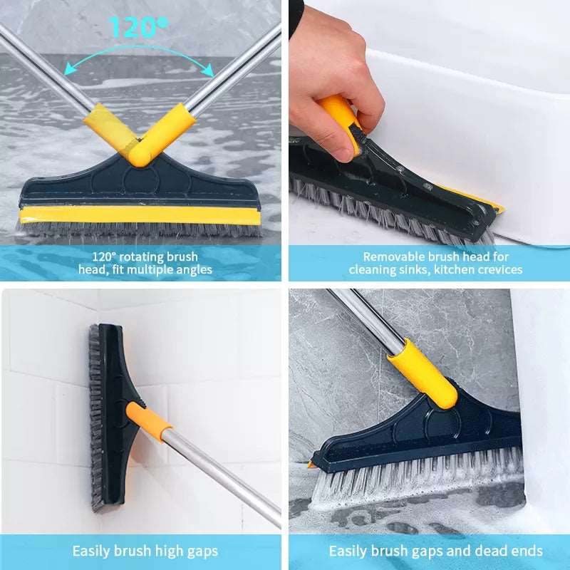 2 In 1 Floor Scrub Brush Rotating With Long Handle