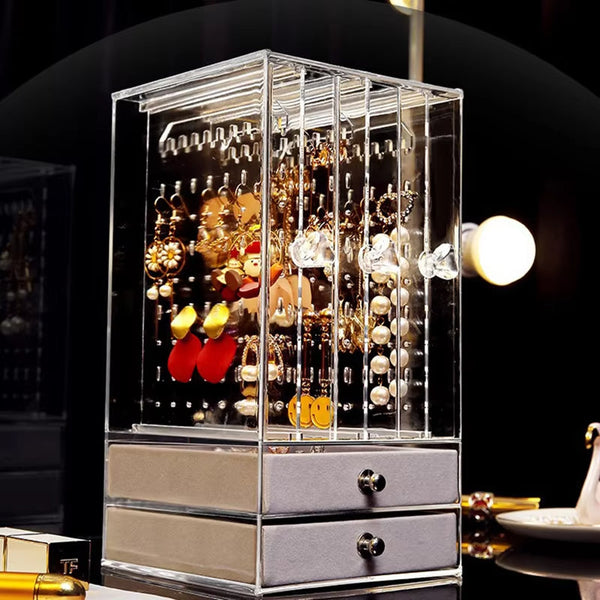 Transparent Jewelry Storage Box with Drawer – Elegant Organizer for Accessories