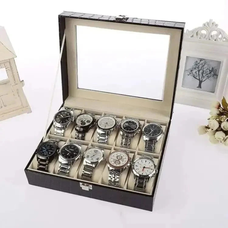 10 Slots Premium Watch Organizer Box – Elegant Watch Storage Leather Case