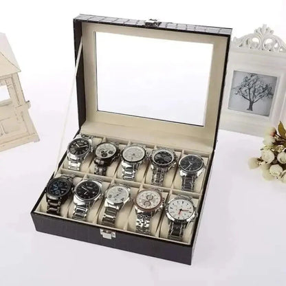 10 Slots Premium Watch Organizer Box – Elegant Watch Storage Leather Case