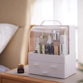 Single Door Cosmetic Organizer – Modern Storage Box with Lid & Compartments