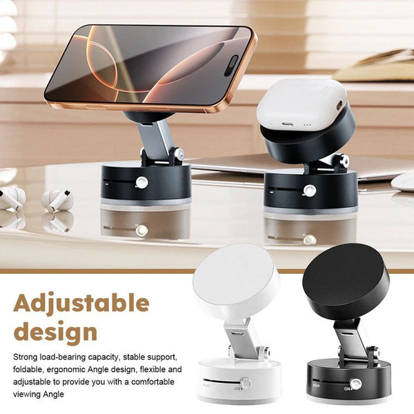 Vacuum Suction Magnetic Mobile Holder | Adjustable Foldable Car Phone Mount | Strong Dashboard & Home Phone Stand