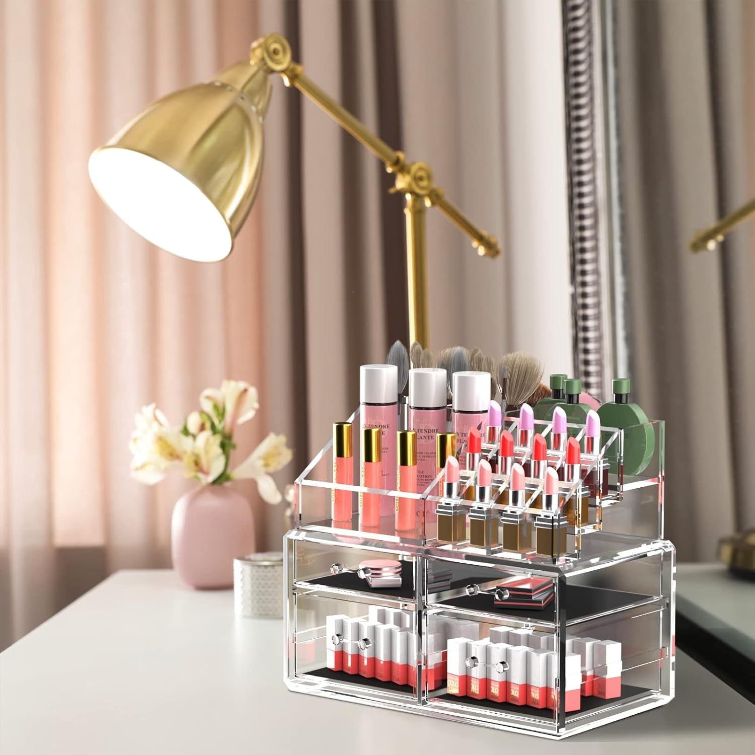 Acrylic 4-Drawer Cosmetic Organizer – Makeup & Skincare Storage Box