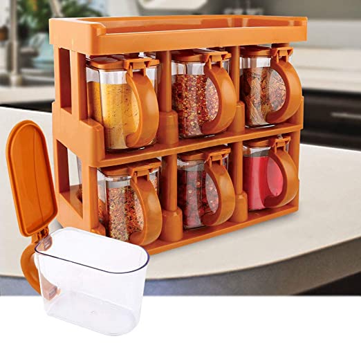 2-Tier Spice Rack With 6 Spice Jars