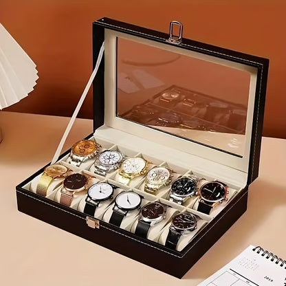 12 Slots Premium Watch Organizer Box – Elegant Watch Storage Leather Case