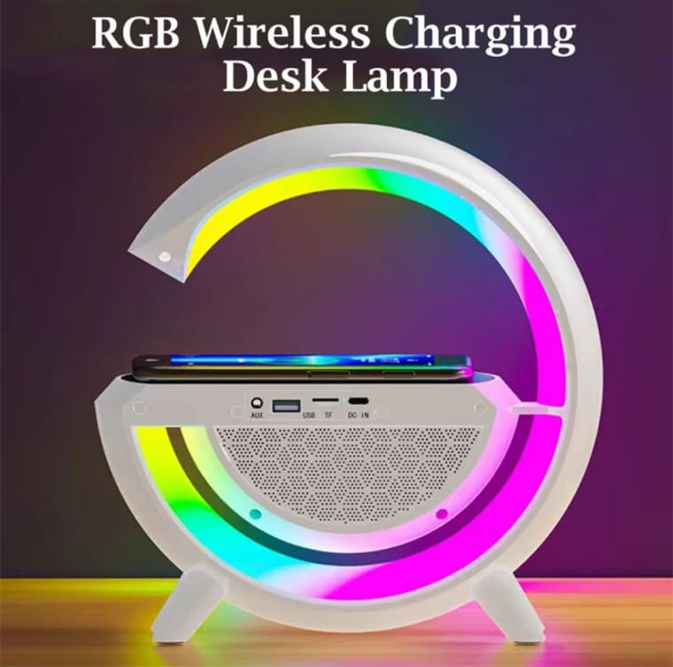 G Shaped RGB Light Table Lamp With Wireless Charger