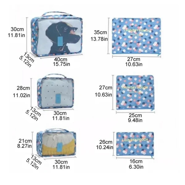 6 in 1 Travel Organizer Bags - Space‑Saving Suitcase Organizer Set