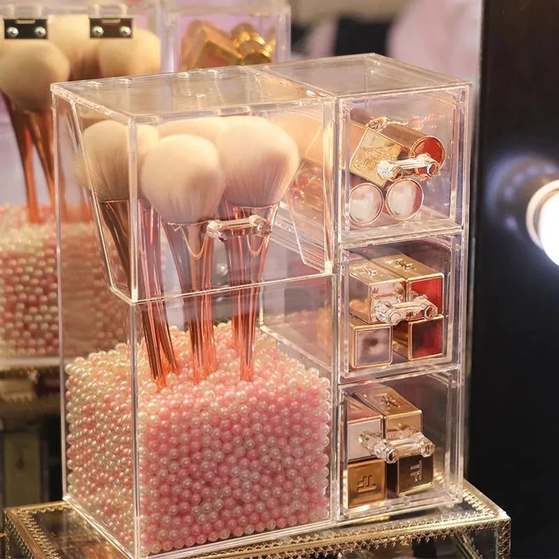 Acrylic Makeup Brush Organiser With Drawer