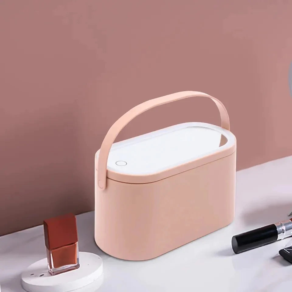 Portable Makeup Box With LED Mirror