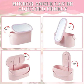 Portable Makeup Box With LED Mirror