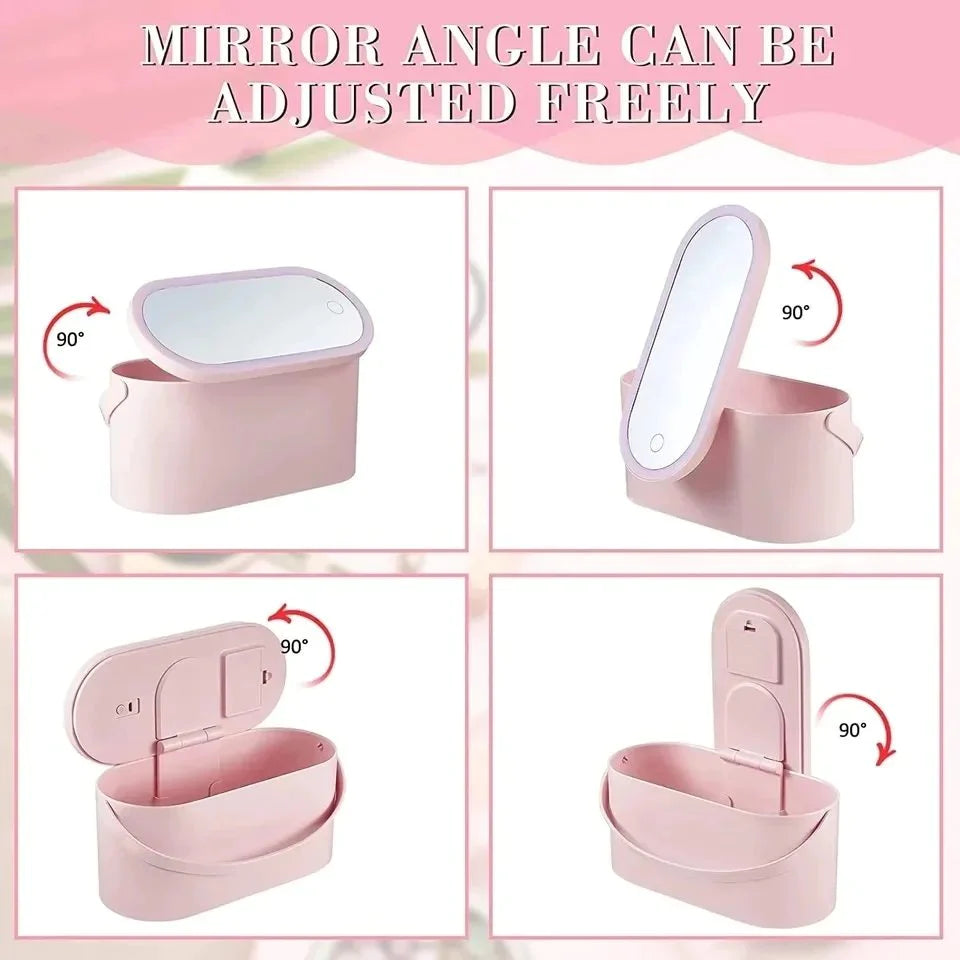 Portable Makeup Box With LED Mirror