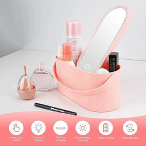 Portable Makeup Box With LED Mirror