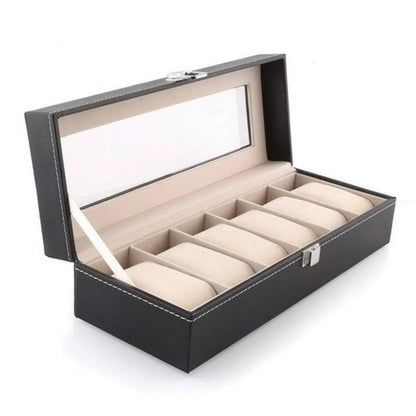 6 Slots Premium Watch Organizer Box – Elegant Watch Storage Leather Case