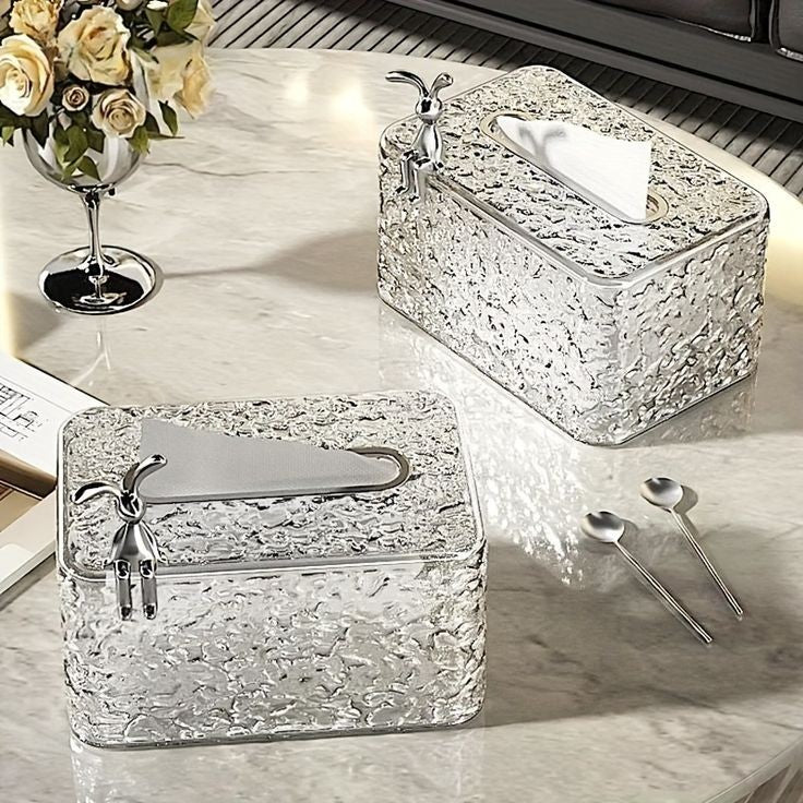 Luxury Rabbit Hammered Tissue Box Cover
