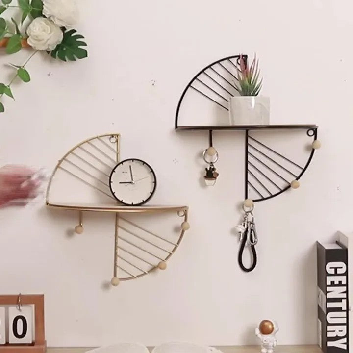 Modern Minimalist Semi-Circular Rectangular Wall Shelf – Creative Wall Décor Rack