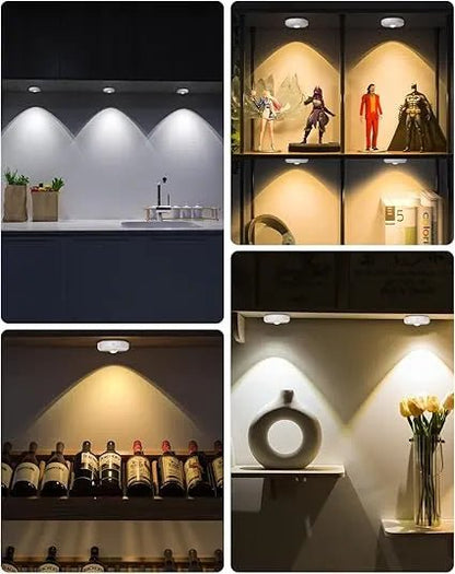 3-Pack Rechargeable LED Puck Lights with Remote Control – Wireless Touch Tap Lights