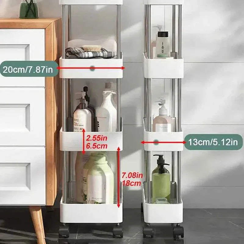 4-Tier Slim Rolling Storage Trolley – Space-Saving Organizer Rack