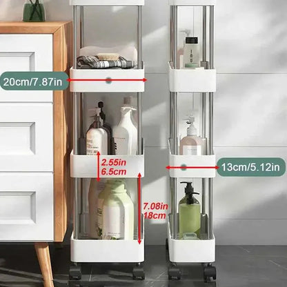4-Tier Slim Rolling Storage Trolley – Space-Saving Organizer Rack